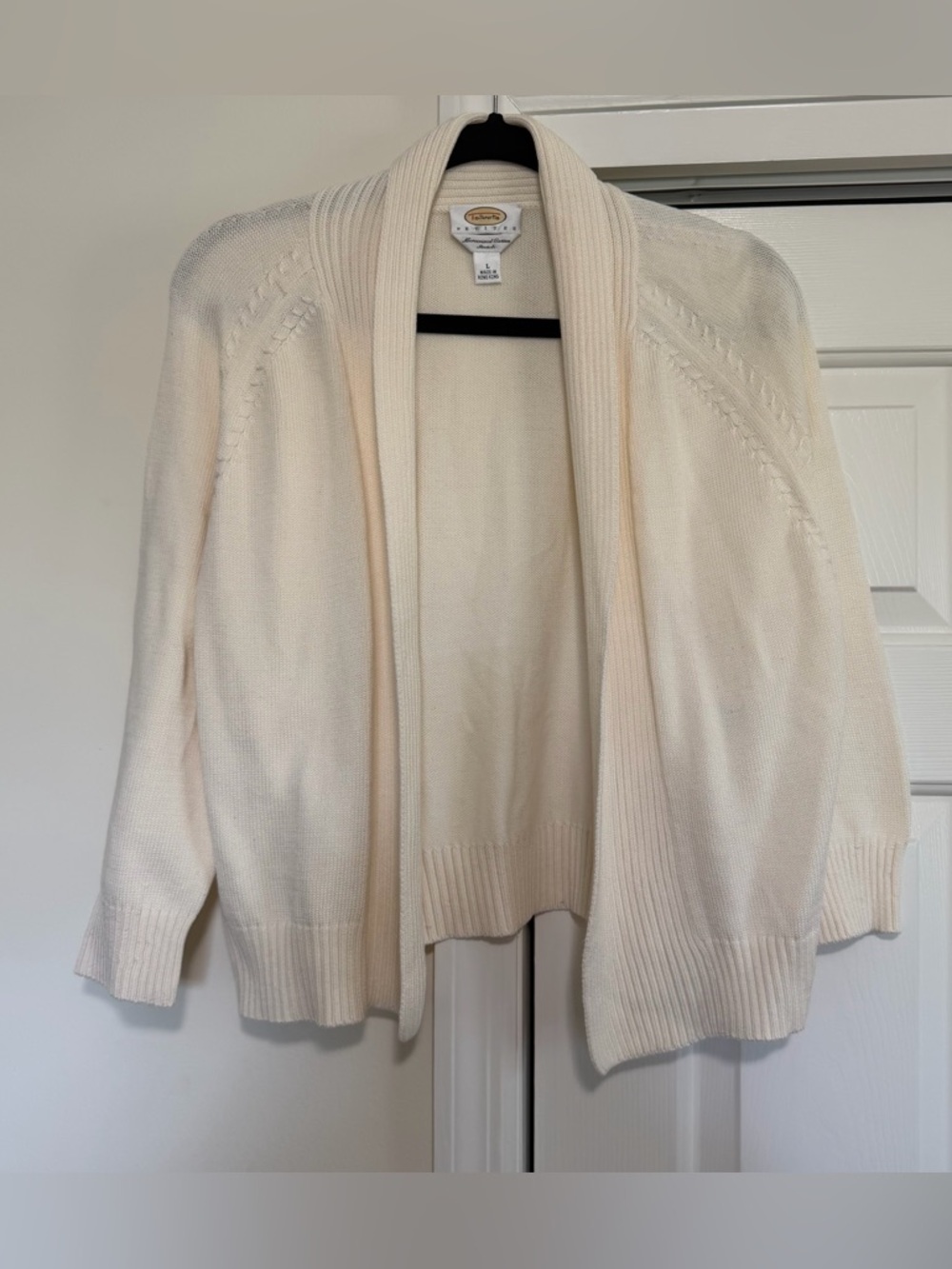 Talbots Petites Cream Open Front Cardigan Sweater Size Large